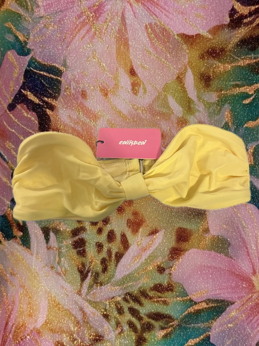NWT Edikted Yellow Bandeau Strapless bathing suit top